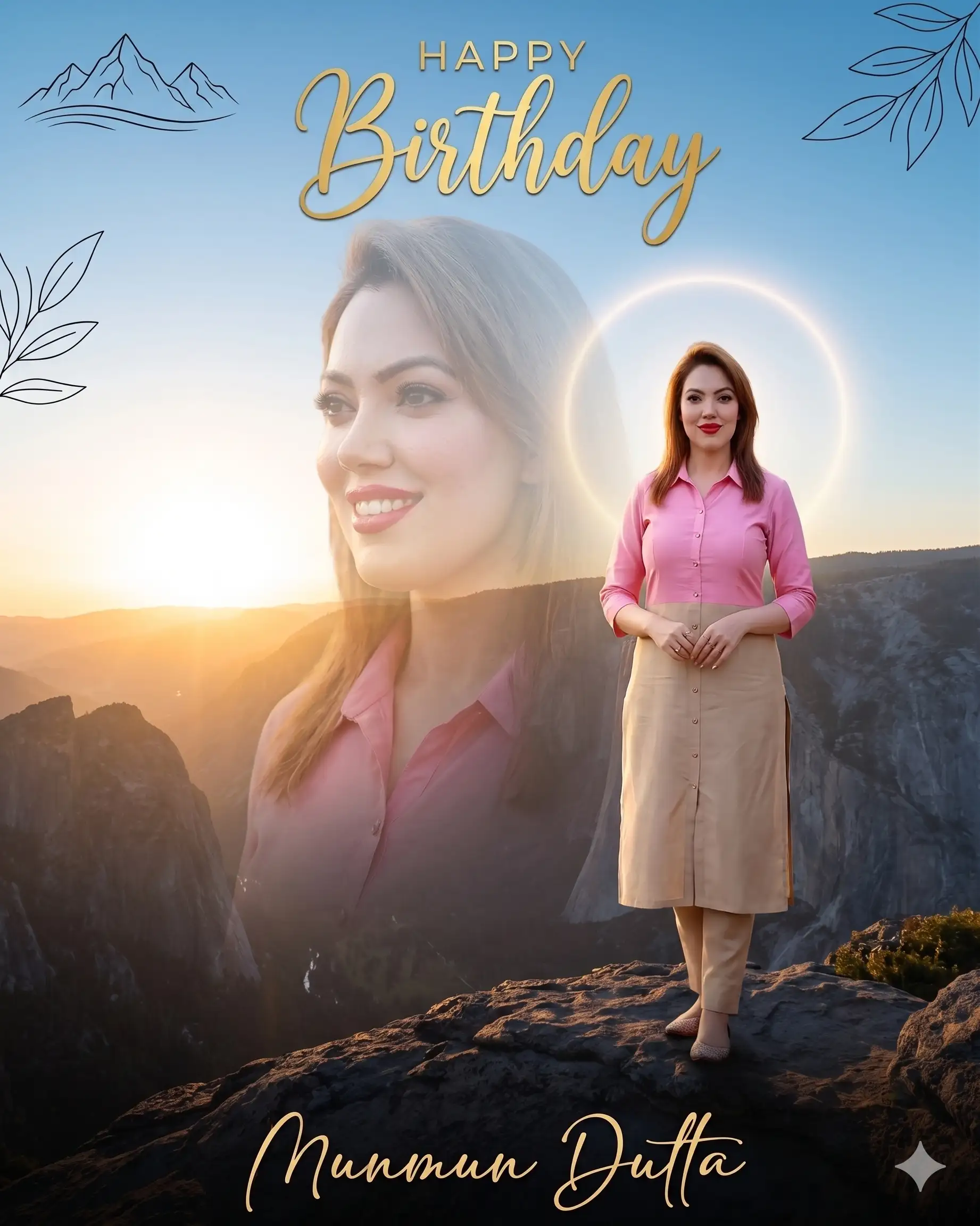 #0001 Cinematic double exposure birthday poster
