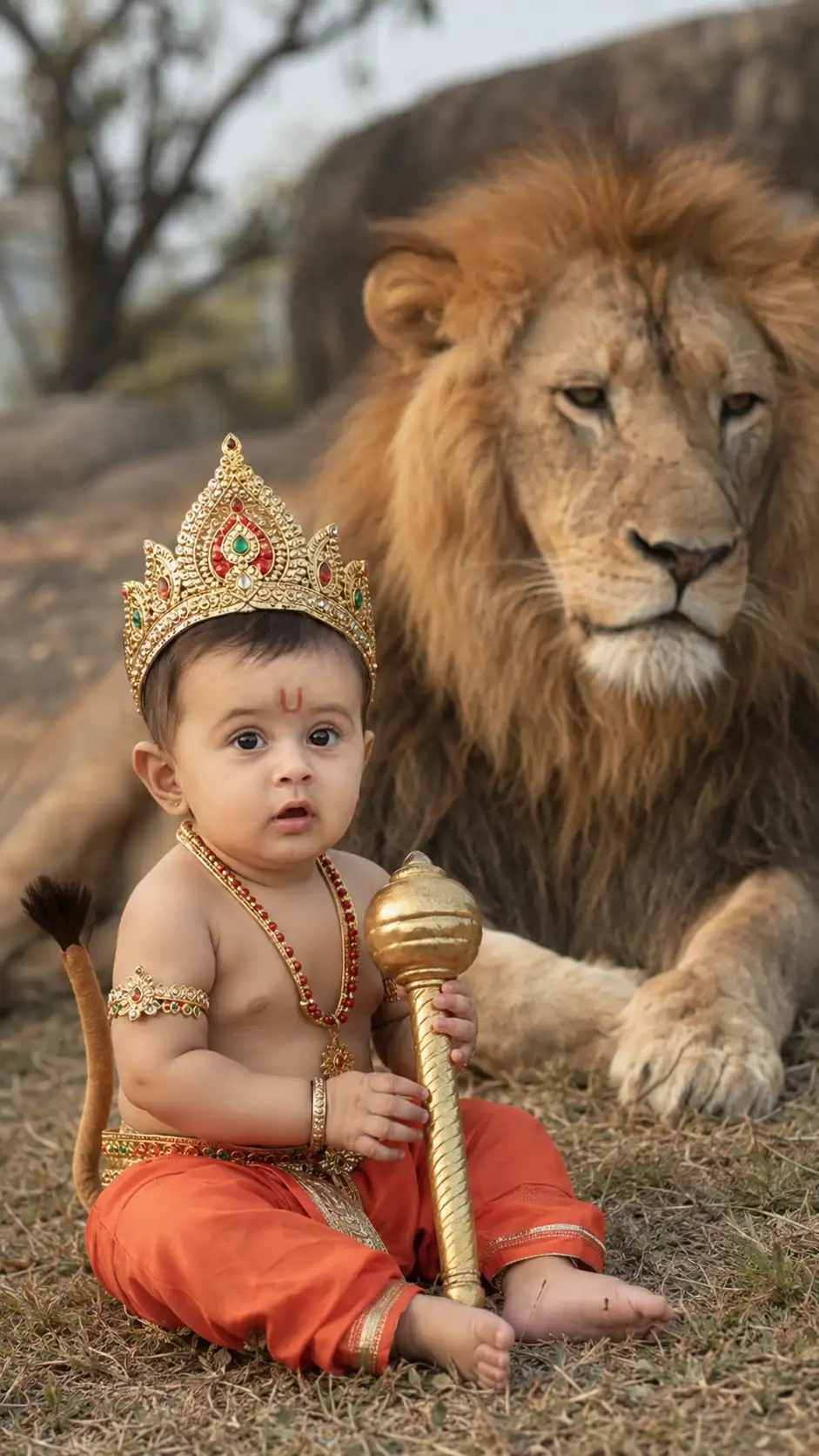 #0124 BABY WITH LION