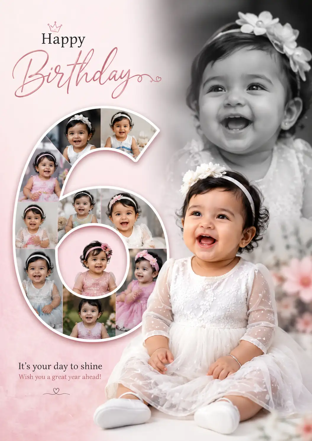#0135 Happy Birthday Baby Girl Collage Poster