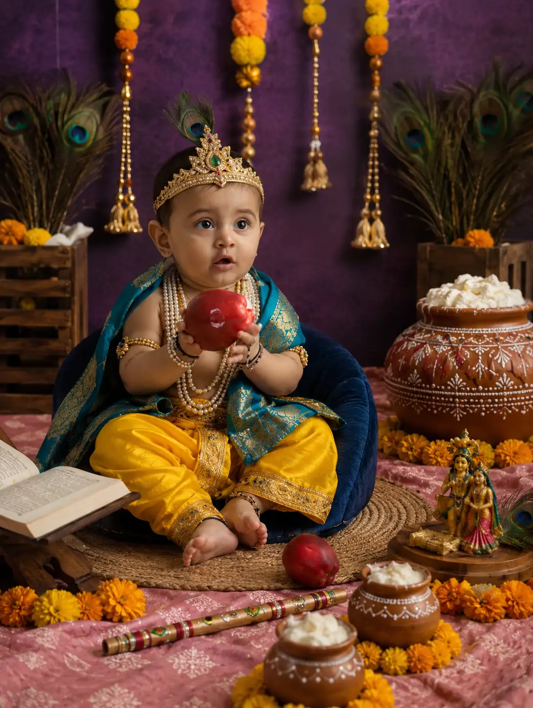 #0142 Traditional Baby Krishna Janmashtami Dress Photoshoot