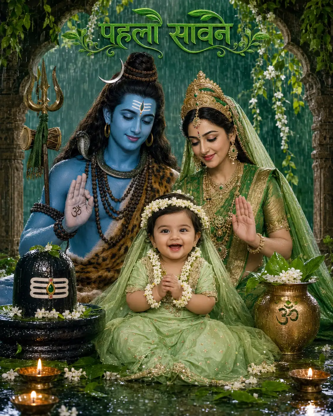 #0172 First Sawan Baby Photoshoot With Shiva Parvati