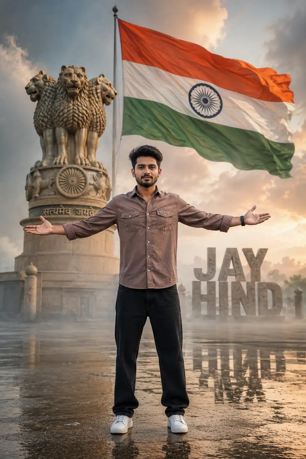 #0176 Tricolor Flag Portrait Photography Ideas