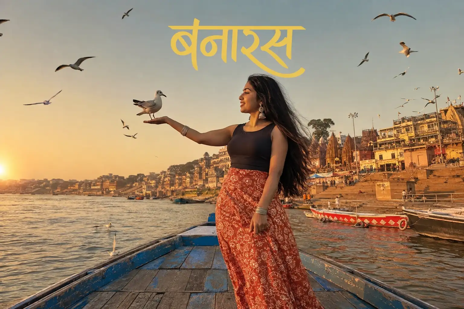 #0178 Varanasi Ghat Sunset Boat Photography