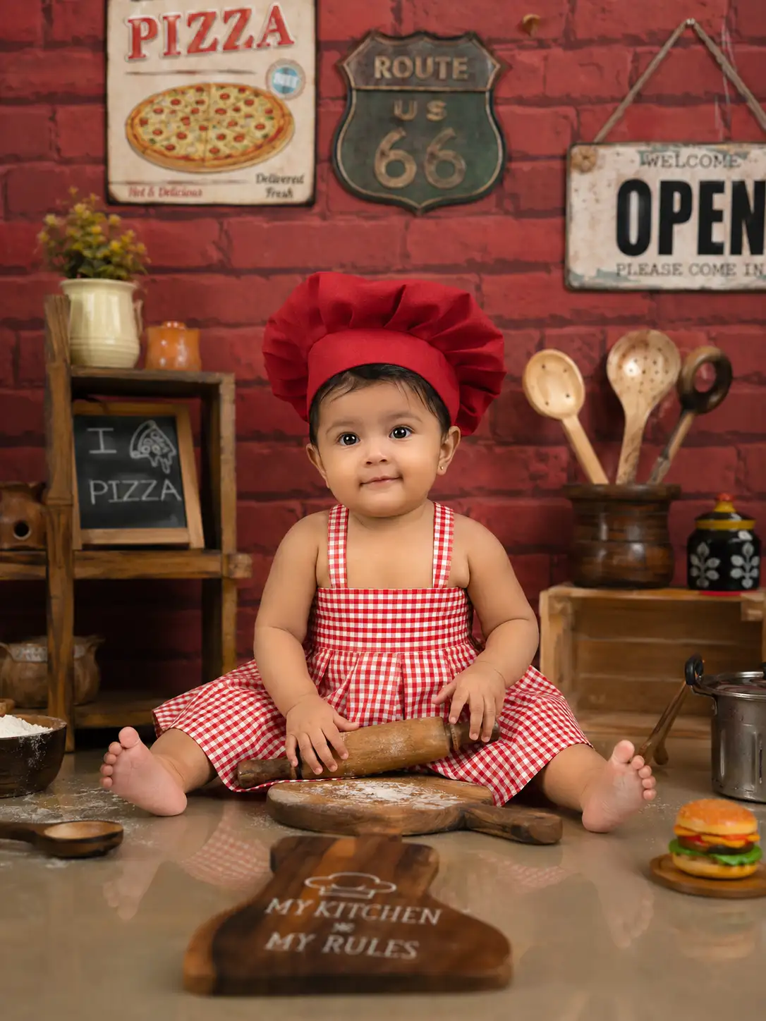 #0186 8 Month Baby Chef Photoshoot Ideas for Girls