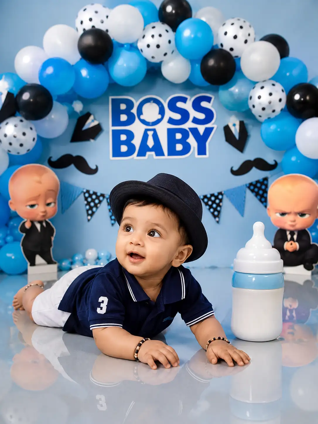 #0188 Little Boss Baby Blue Birthday Portrait Ideas