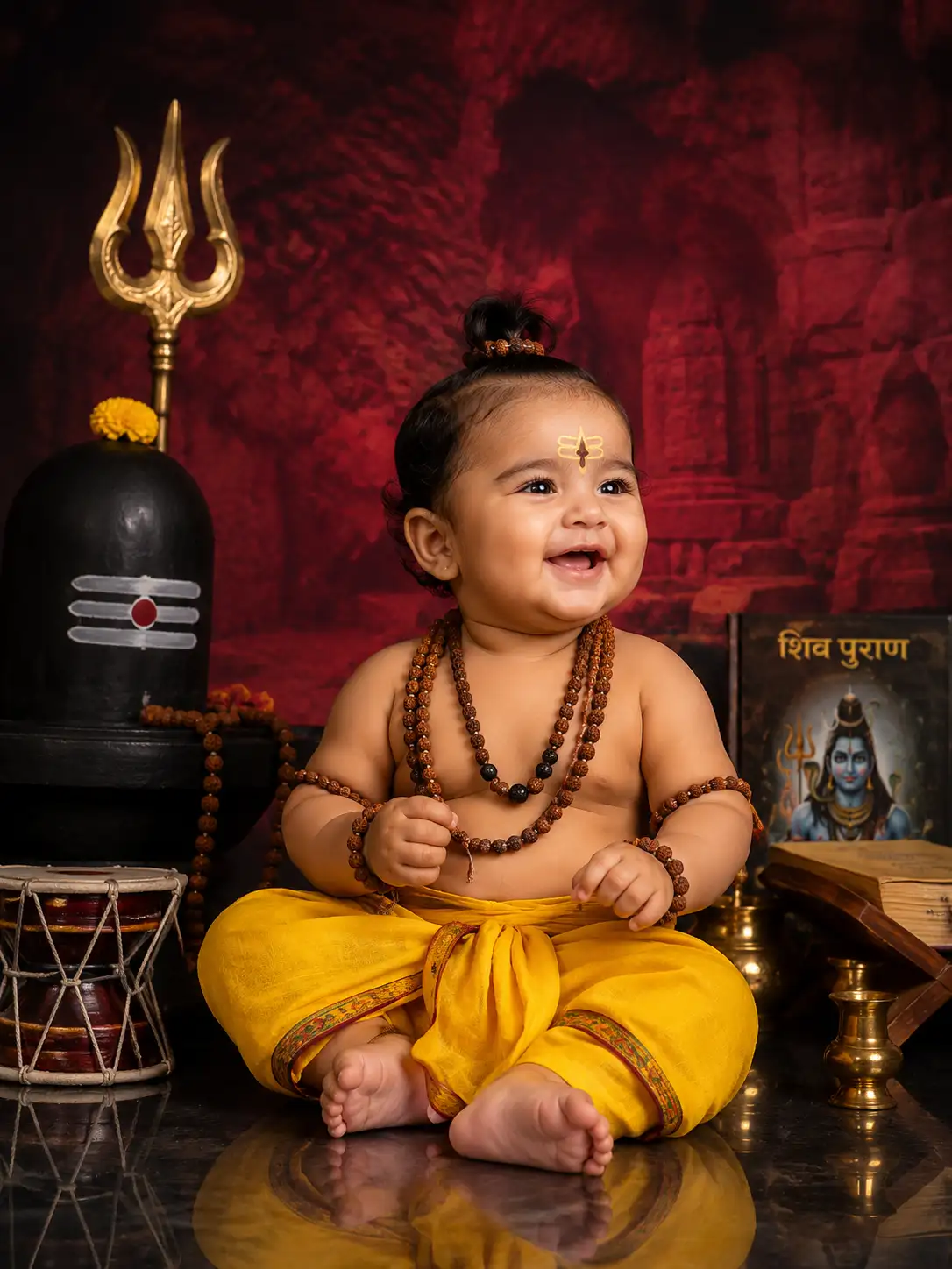 #0189 Baby Shiva Photoshoot With Temple Theme Ideas