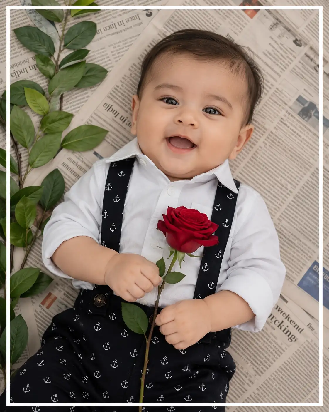#0190 Baby Boy with Red Rose Photo Inspiration