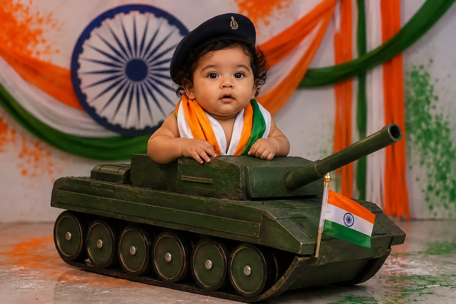 #0192 Baby Patriotic Tank Photoshoot with Indian Flag