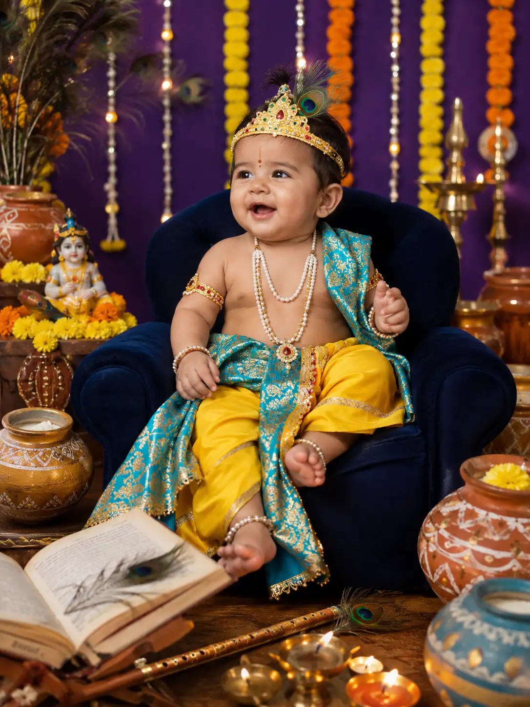 #0195 Traditional Baby Krishna Janmashtami Portrait