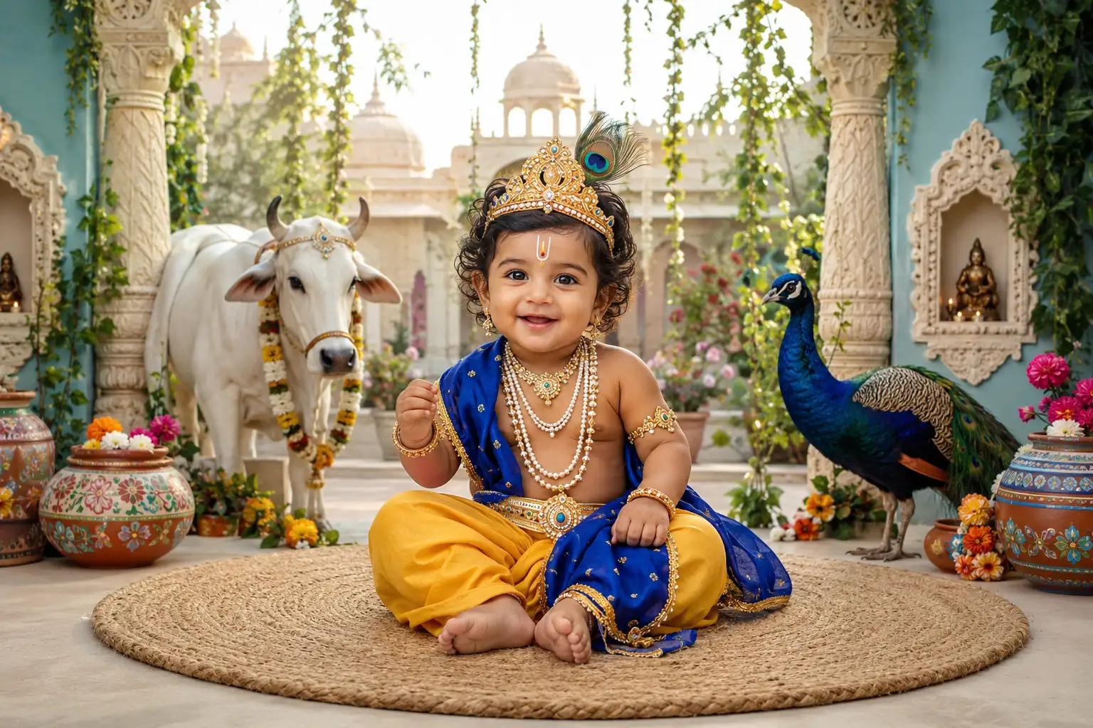 #0202 Traditional Janmashtami Baby Krishna Portrait