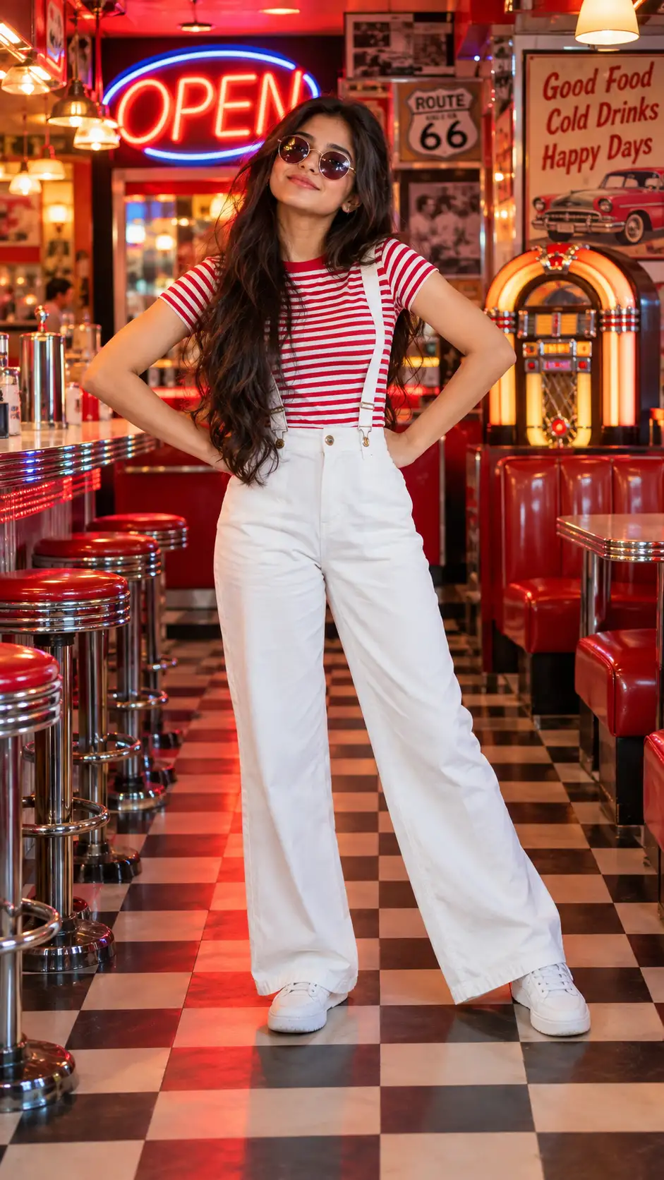#0204 Neon Diner Photoshoot Idea with Sunglasses